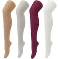 thumbnail image 1 of Zhengup 4 Pairs Thigh High Socks for Women Knit Long Over the Knee Socks Knee High Socks Gifts, 1 of 6