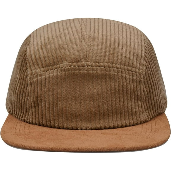 Zhengup 5 Panel Baseball Cap Flat Brim Snapback Trucker Hat Adjustable Camp Cap Corduroy Dad Hat Suede Peak Ball Caps