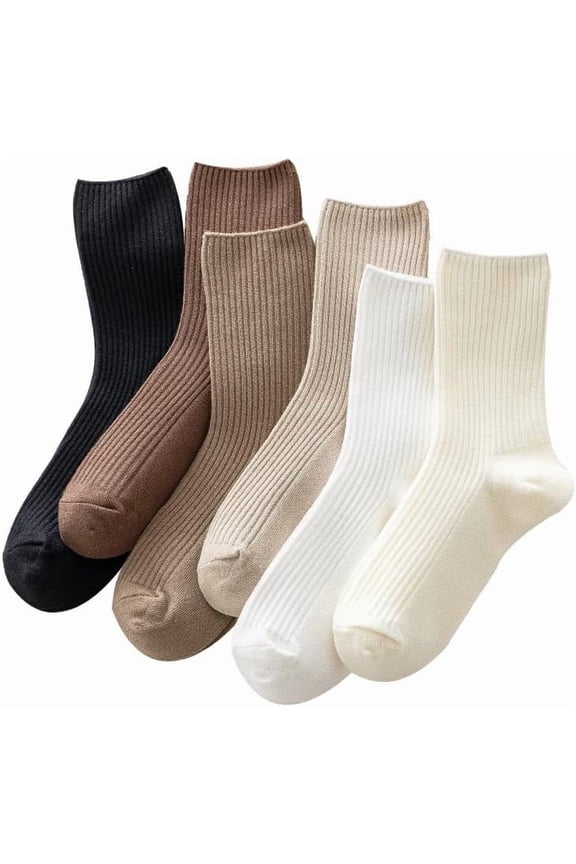 6 Pairs Cute Fall Crew Socks Women Vintage Cotton Dress Socks Y2K Japanese Aesthetic Slouchy Socks Coquette Clothing