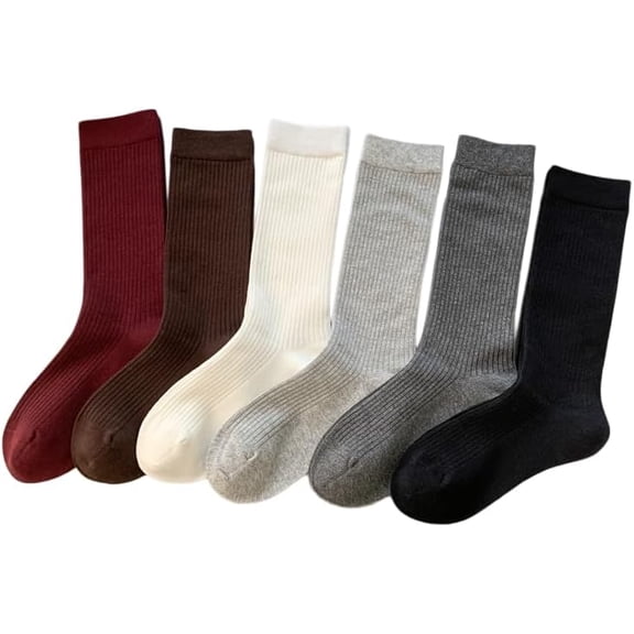 Zhengup 6 Pairs Fairy Grunge Slouchy Long Socks Vintage Girly Aesthetic Dress Socks Cottagecore Preppy Ankle Crew Socks