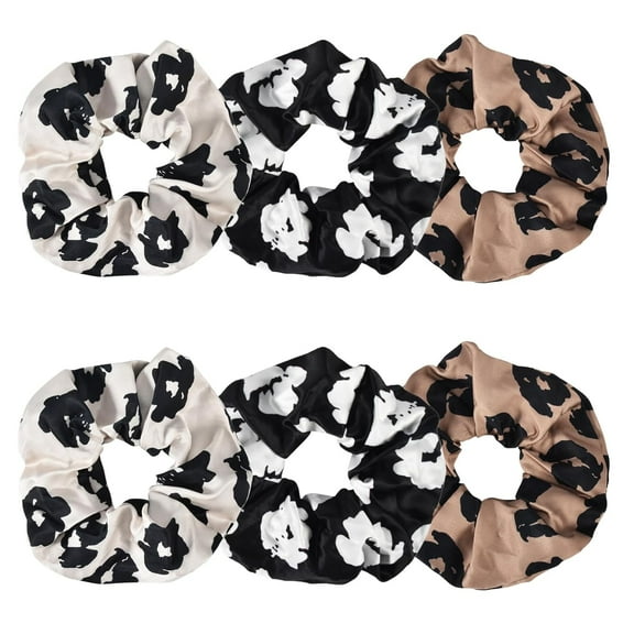 Zhengup 7-Piece Leopard Cow Print Elastic Hair Ties, Animal Style Multicolor Scrunchies Girls Hair Bands, Ponytail Holder No Damage Hair Tie Fashion Rubber Bands Hair Accessories