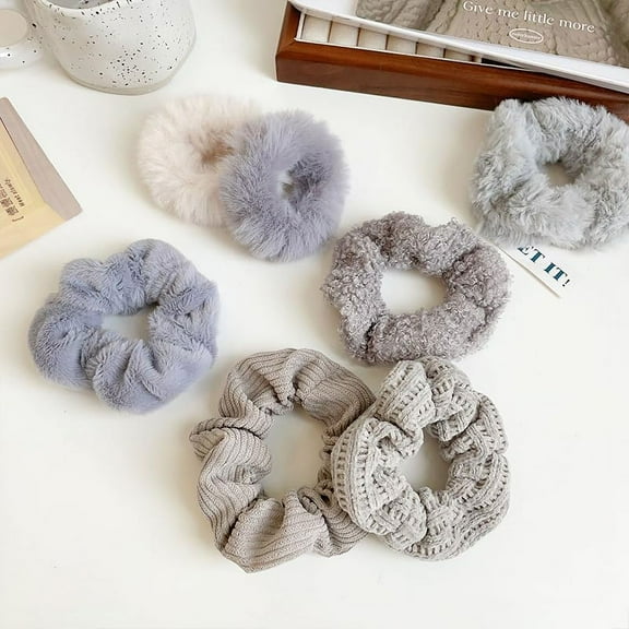 Zhengup 7-Piece Velvet Solid Elastic Hair Ties, Gentle Style Scrunchies for Women Long Thick Hair, No Damage Hair Scrunchies Rubber Bands Accessories (Pink)