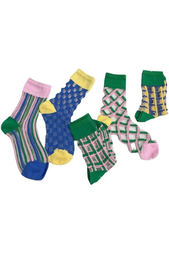 Aesthetic Sheer Socks, 5 Pair Thin Lace Ruffle Socks, Cottagecore Mesh Ankle Socks, Cute Crew Socks Preppy Socks