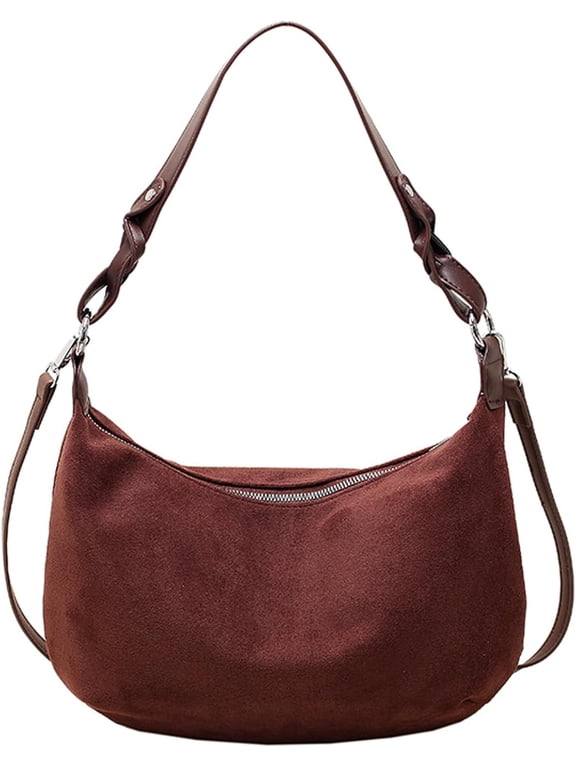 Autumn Winter Vintage Suede Crossbody Bag Women Retro Fashion Saddle Bag Soft Suede Texture PU Strap
