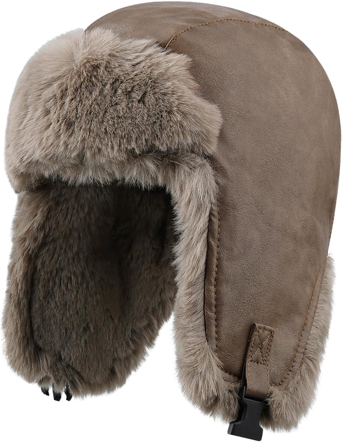Zhengup Aviator Faux Leather Trapper Eskimo Earflap Hunting Hat Cold Weather Winter Gear Russian Ushanka Cossack Trooper Hat