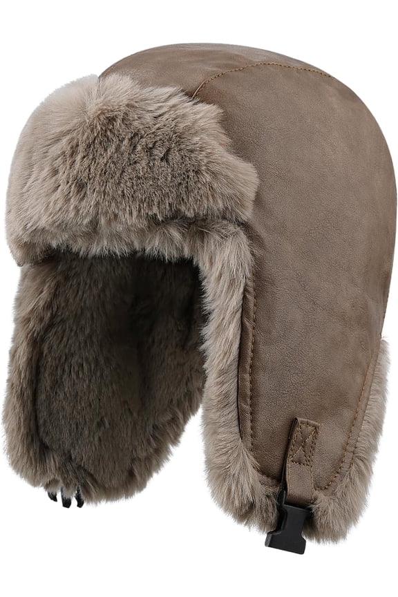 Aviator Faux Leather Trapper Eskimo Earflap Hunting Hat Cold Weather Winter Gear Russian Ushanka Cossack Trooper Hat