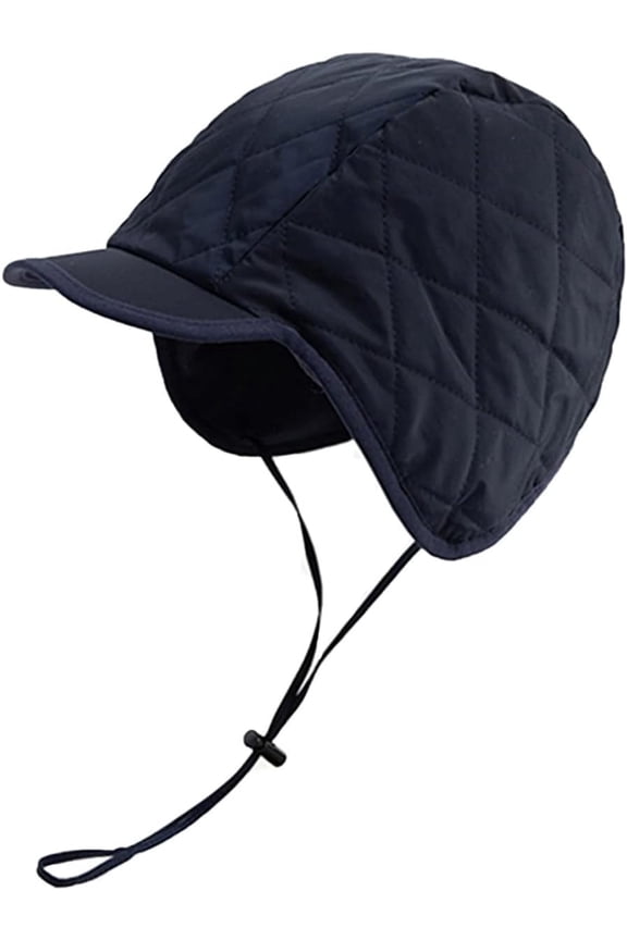 Baseball Earflap Cap Waterproof Men's Winter Hat Warm Fleece Lined Outdoor Beanie Cap Adjustable Chin Strap Eskimo Hat