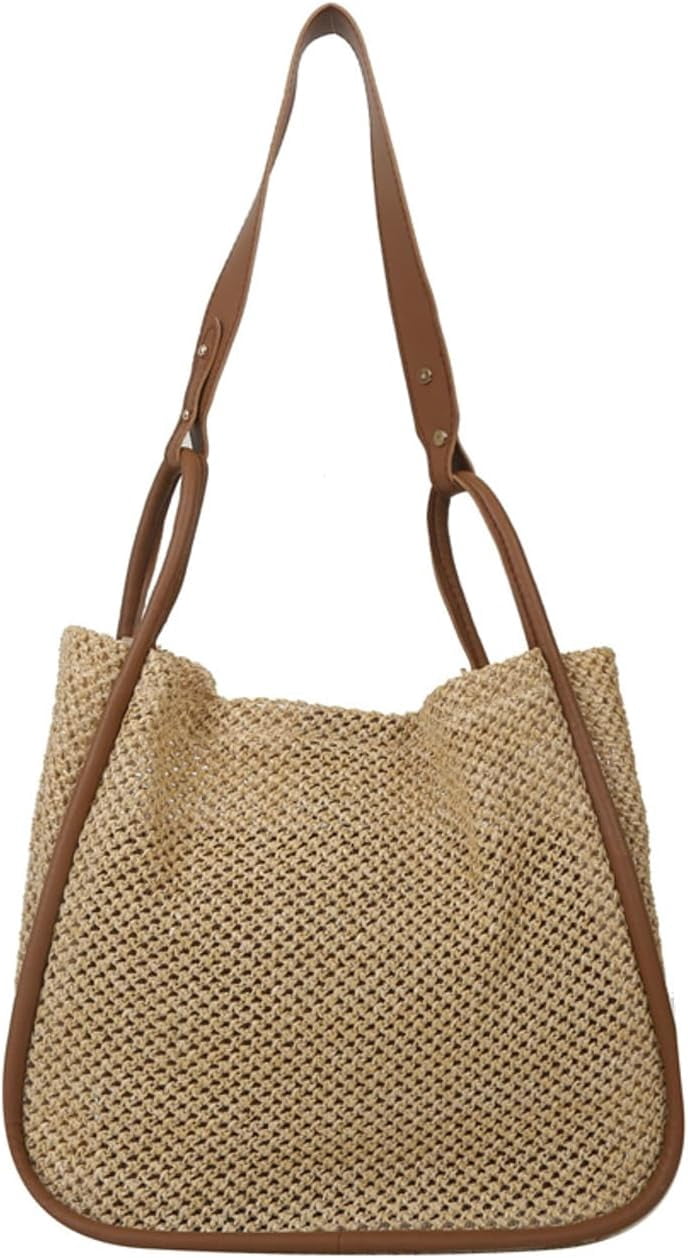 Zhengup Beach Bags for Women Crochet Woven Tote Bag Large Travel Shoulder Handbag Bag Beach Purse Mesh Hollow