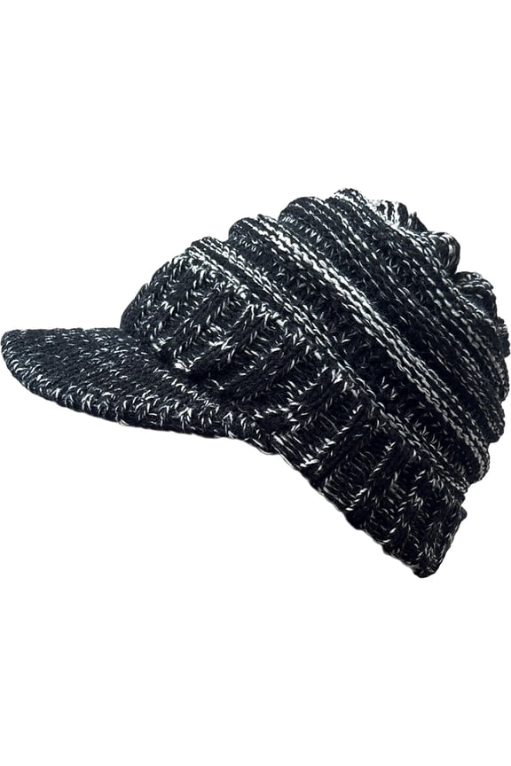 Beanie Tail Winter Warm Knit Messy High Bun Ponytail Hats Visor Beanie Cap