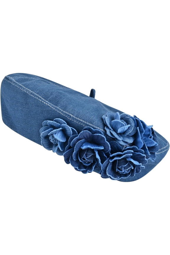 Beret Hats, Summer Flower Denim Beret Hat Jean Berets for Women Girls