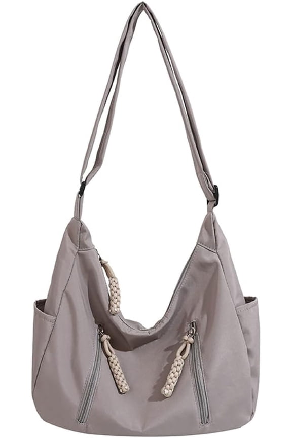 Casual Crossbody Bag with Woven Zipper Detail and Multiple Pockets Stylish Lightweight College Tote Bag