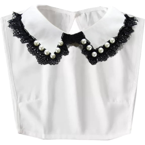 Zhengup Chiffon Fake Collar Detachable Dickey Collar Half Shirts Blouse False Collar Top for Women Girls Outfits Pearl White