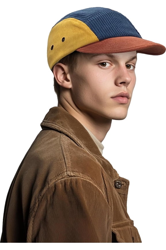 Classic 5 Panel Baseball Cap Low Profile Dad Hat Corduroy Cotton Hat Flat Bill Biker Board Cap Camper Hat