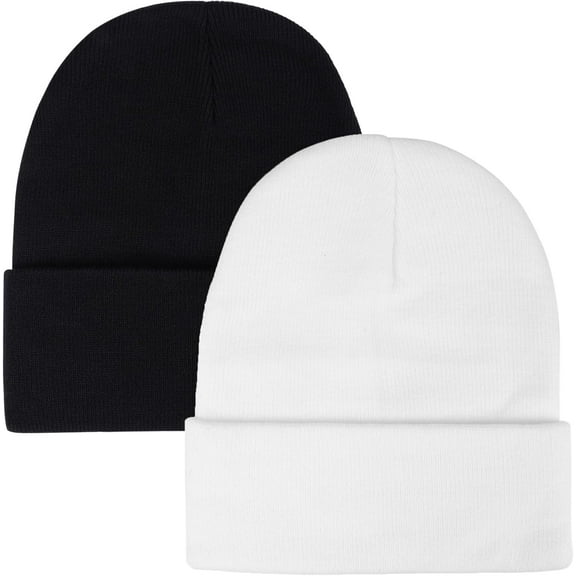 Zhengup Classic Knit Cuffed Beanie Hat Winter Warm Skull Cap Stocking Cap 2 Pack for Women Men