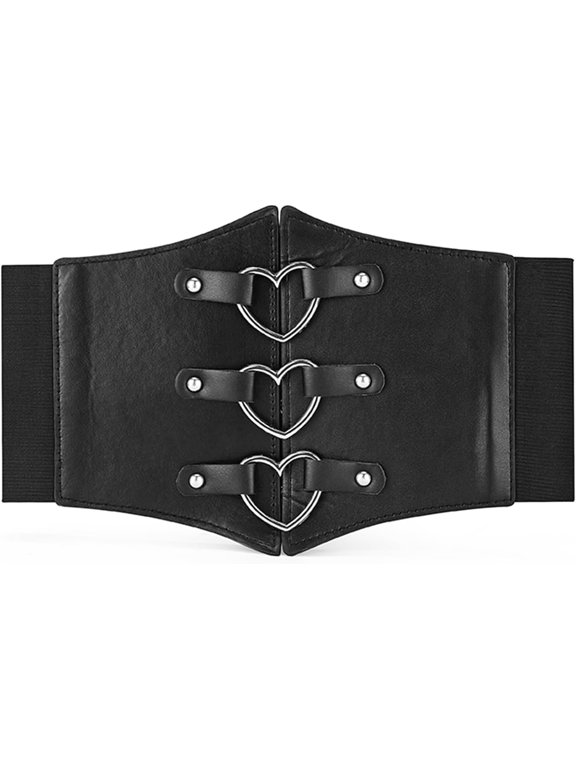 Corset Belt Goth Wide Elastic Waist Belt for Women with Heart-Ring Buckle Festive or Cosplay Dresses