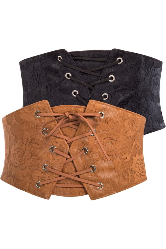 Corset Belt for Women Elastic Underbust Corset Waist Belt 2Pcs
