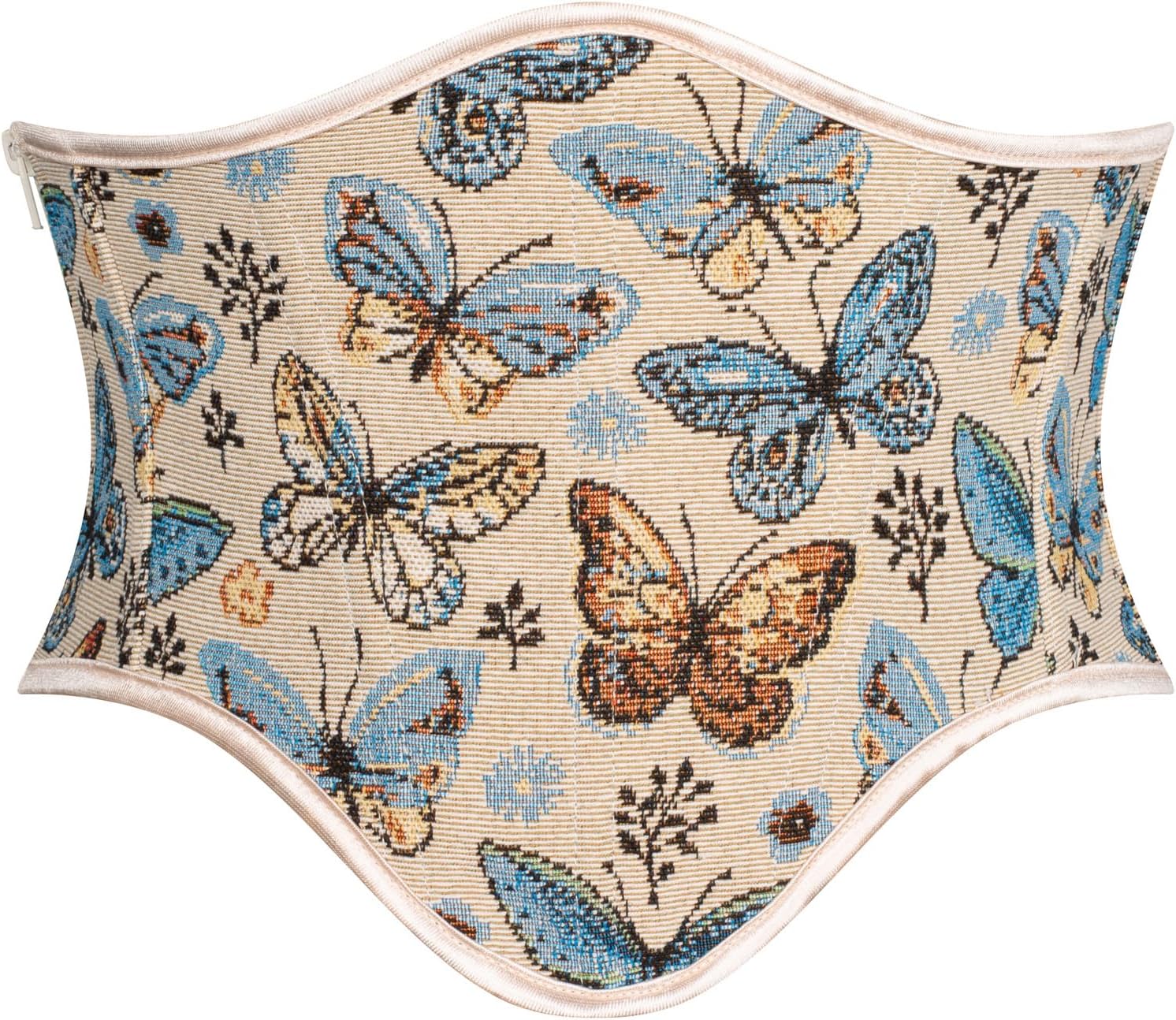 Floral Lace Up Boned Underbust Corset Waist Belt with Zipper Renaissance Victorian Corset Top Floral Underbust Corset  main image 2
