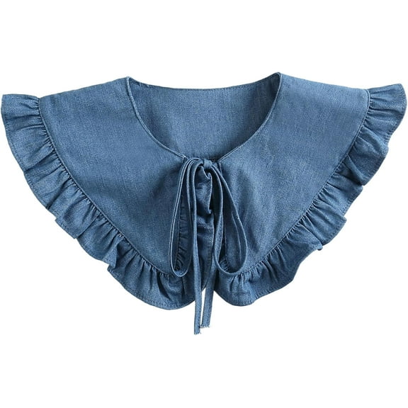 Zhengup Cotton Fake Collar Detachable Dickey Collar Half Shirts Blouse False Collar Top for Women Girls (Denim Fake Collar_1)