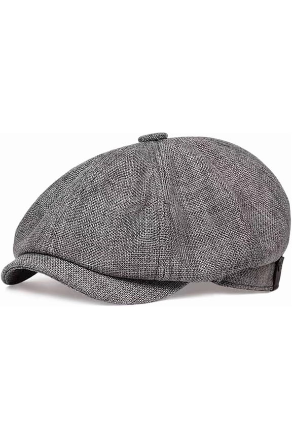 Cotton Hemp Men?s Classic Beret Cap-Newsboy Hat Octagonal Cap Adjustable Size(Dark Grey)