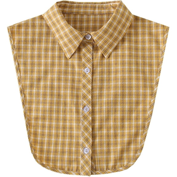 Zhengup Cotton Plaid Fake Collar Detachable Dickey Collar Half Shirts Blouse False Collar Top for Women Girls Outfits