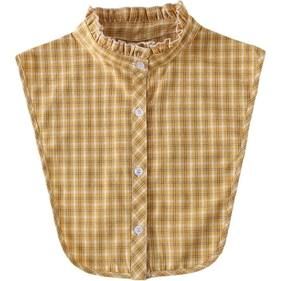 Zhengup Cotton Plaid Fake Collar Detachable Dickey Collar Half Shirts Blouse False Collar Top for Women Girls Outfits