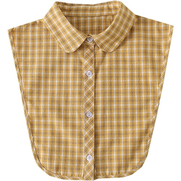 Zhengup Cotton Plaid Fake Collar Detachable Dickey Collar Half Shirts Blouse False Collar Top for Women Girls Outfits