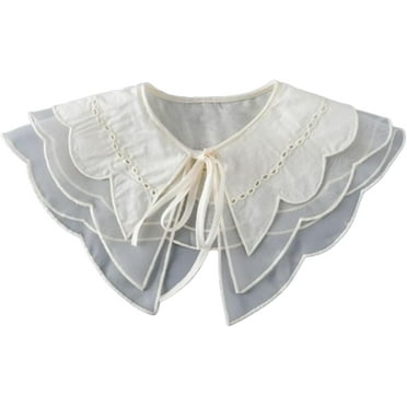 Zhengup Detachable Shawl Embroidery Cape Pearl Beaded Wrap Fake Collar Top Elegant for Women Girls