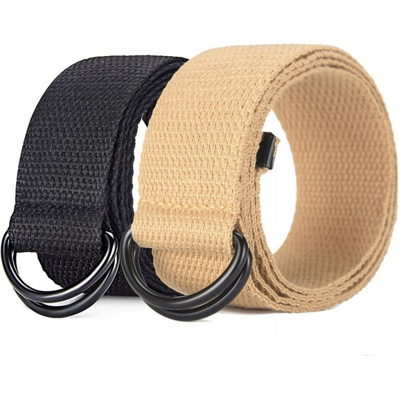 Zhengup Double D-Ring Canvas Cloth Web Belt For Men 1 1/2" Wide