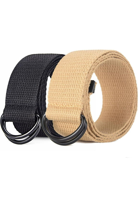 Double D-Ring Canvas Cloth Web Belt For Men 1 1/2" Wide