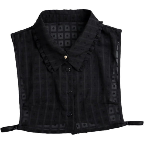 Zhengup Fake Collar Detachable Dickey Collar Half Shirts Round Collar Blouse False Collar Top for Women Girls Outfits (Chiffon Black)