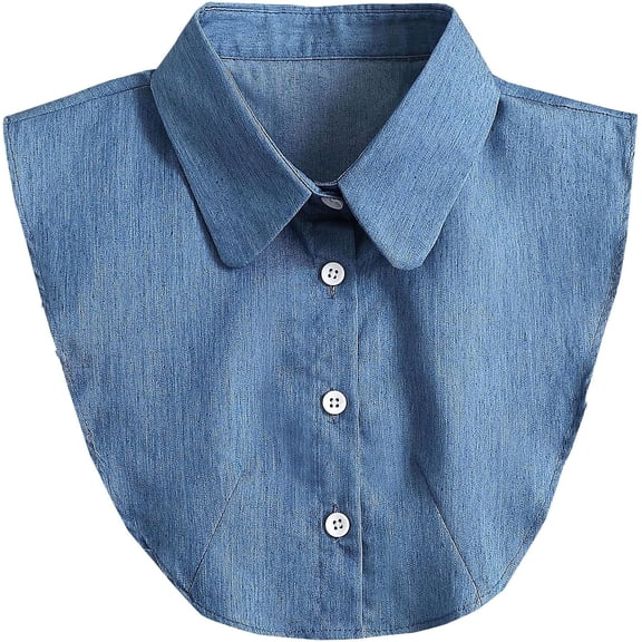 Zhengup Fake Collar Detachable Lapel False Collar for Women Girls Outfits (Denim Blue)