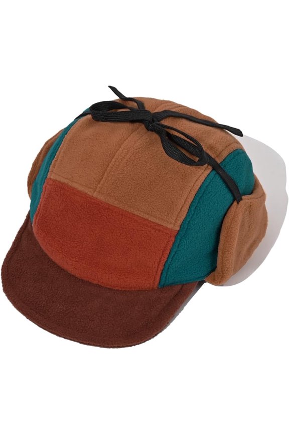 Fleece Baseball Cap with Ear Flaps Warm Earmuff Cap Foldable Trapper Hat