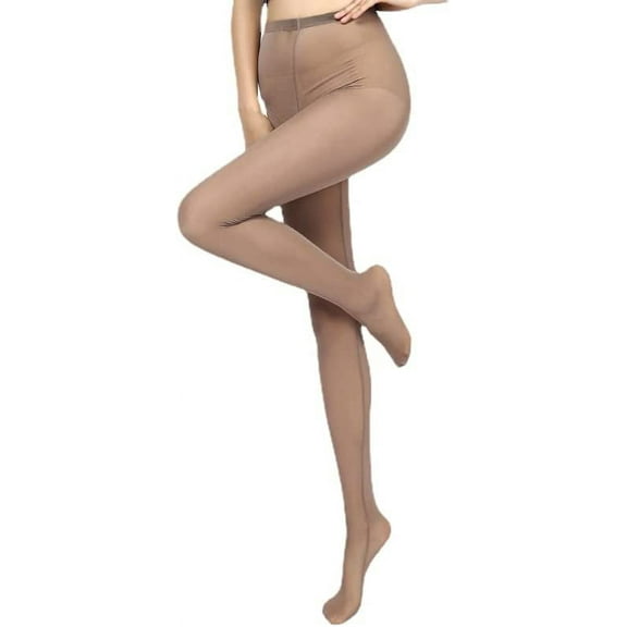 Zhengup Fleece Lined Tights Women Winter Thermal Pantyhose Leggings Warm Fake Translucent Sheer Stretch Stocking
