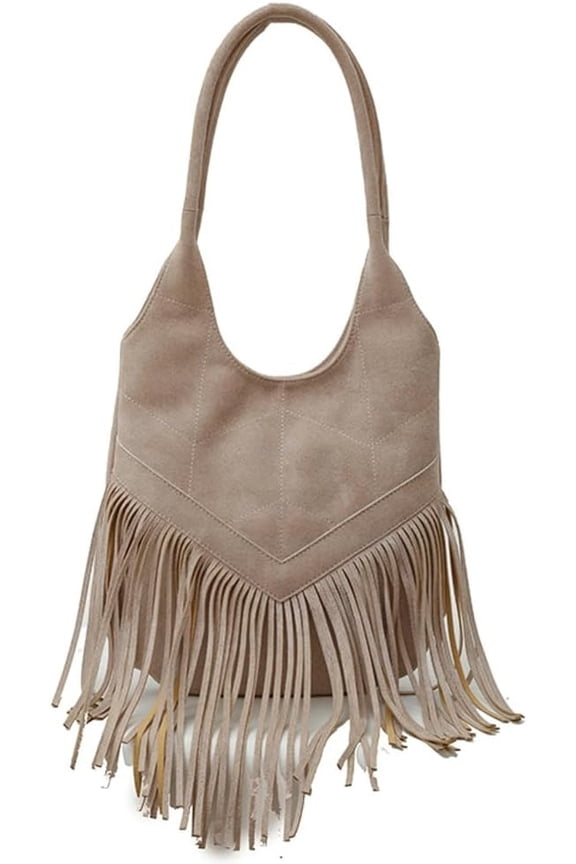Fringed Shoulder Bag for Women Vintage Hobo Bag Fashion Tassel Tote Bag Slouchy Top Handle Handbag Purse
