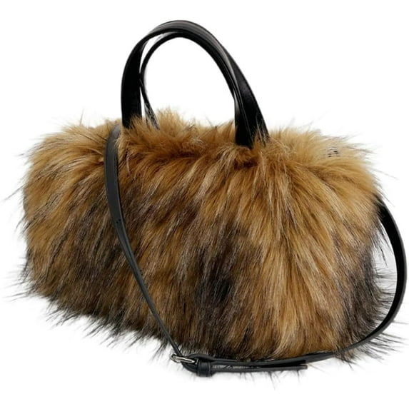 Zhengup Furry Tote Bag for Women Faux Fur Shoulder Crossbody Bag Y2k Purse Fluffy Large Fuzzy Handbags Soft Top Handle Satchels