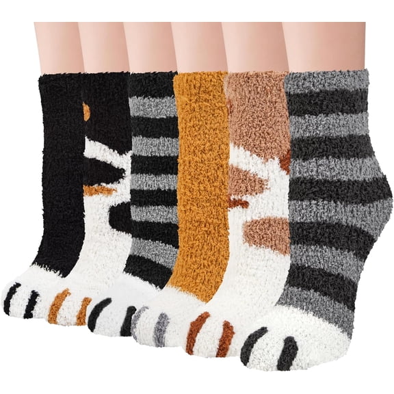 Zhengup Fuzzy Socks for Women, Warm Soft Fluffy Socks Winter Cozy Cute Animal Slipper Socks Gifts
