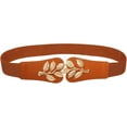 thumbnail image 1 of Zhengup Gold Leaf Belt - Women's Skinny Elastic Waistband with Double Knot Buckle - Stretch Belt for Jeans, 1 of 7
