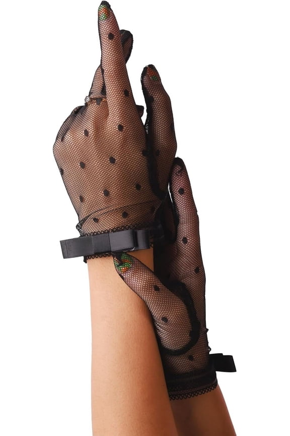 Goth Black Gloves, Black Mesh Lace Gloves, Bow Gloves, Short Gloves, Gothic Accessories, Y2k Lolita Accessories, Vintage Accessories, Costume Accessories