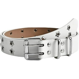 43in Double Grommet Belt ,PU Leather Punk Belt for Women Men