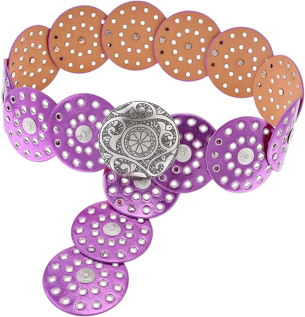 Wide disc pink belt Western Ladies Rhinestone Belt, Pink Leather, Cut Glass  main image 4
