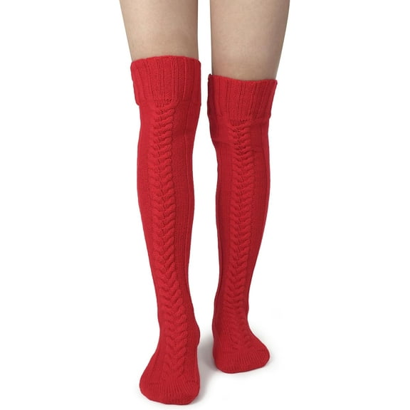 Zhengup Knee High Socks Women - Warm Knit Cozy Leg Warmers - Thick Boot Stockings for Women Size 5-10