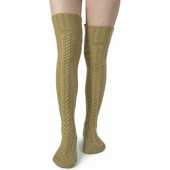 Zhengup Knee High Socks Women - Warm Knit Cozy Leg Warmers - Thick Boot Stockings for Women Size 5-10