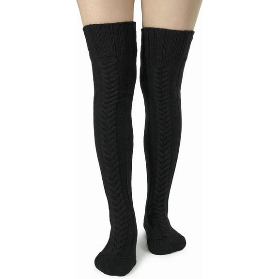 Zhengup Knee High Socks Women - Warm Knit Cozy Leg Warmers - Thick Boot Stockings for Women Size 5-10