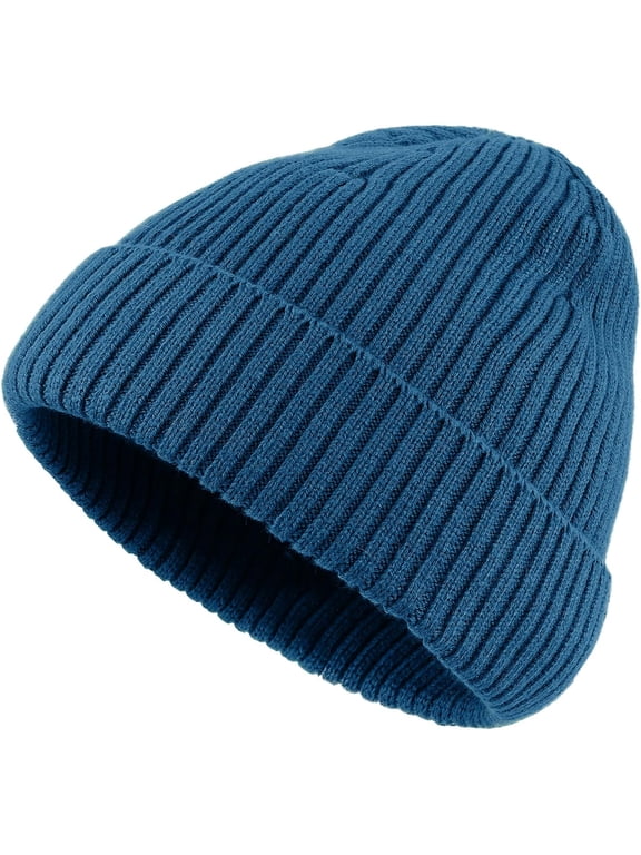 Beanies Hat for Men Cuffed Skull Ribbed Watch Cap Daily Plain Knit Ski Caps Soft Warm Hat Thick Slouchy Snow Skullcap