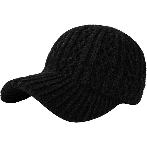 Zhengup Knit Visor Beanie Wool Baseball Cap Knitted Hat with Brim Cold Weather Warm Hat Adjustable for Women