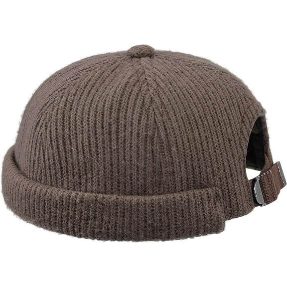 Zhengup Knitted Docker Hat Retro Brimless Hat Fisherman Beanie Skullcap Rolled Cuff Harbour Hat Leon Hat for Autumn Winter