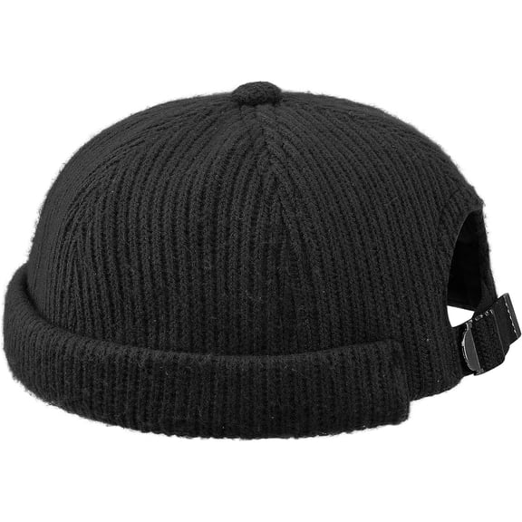 Zhengup Knitted Docker Hat Retro Brimless Hat Fisherman Beanie Skullcap Rolled Cuff Harbour Hat Leon Hat for Autumn Winter