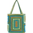 thumbnail image 1 of Zhengup Knitted Shouder Bags for Women Crochet Handbag Colorful Summer Totes Oversized Woven Top Handle Purse, 1 of 7