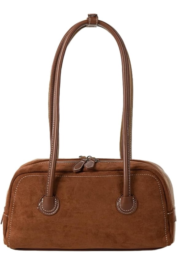 Leather Shoulder Bags for Women Suede Bowling Bag Purses Hobo PU Casual Handbag Work Office Spring Fall Winter Work Travel