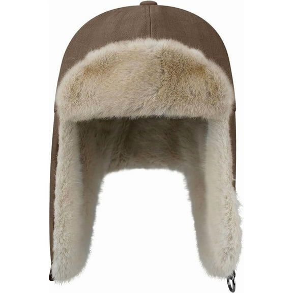 Zhengup Leather Trapper Hat Unisex Eskimo Hat with Ear Flaps Aviator Windproof Ski Cap Outdoor Cold Weather Ushanka Russian Hat